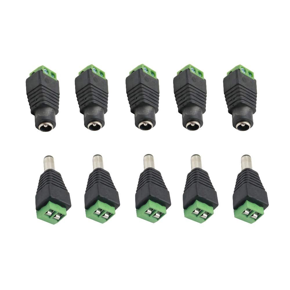Davitu Electrical Equipments Supplies - 20Pcs DC Power Plug Male/Female 5.5 * 2.1 mm Terminal LED Strip CCTV Camera - (Color: 20Female)