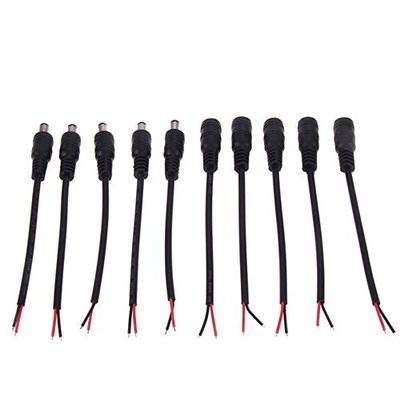 Davitu Electrical Equipments Supplies - 5Pair 12V DC Connectors Male Female 2.1mm x 5.5mm Power Pigtails Adapter Plug jack Wire cable for CCTV Security Camera LED Strip