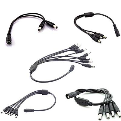 Davitu Electrical Equipments Supplies - 1 Female to 2 3 4 5 8 Male way Splitter Plug Cable cord connector 5.5 * 2.1mm 12V DC Power Supply for CCTV Camera Led strip light - (Color: 1 to 2way)