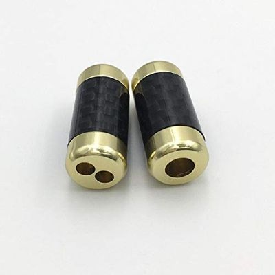 Davitu Electrical Equipments Supplies - 2Pcs HiFi Carbon Fiber Pants Boot Y Splitter 1 to 2 Speaker RCA Cable Audio DIY Earphone Wire Connector Black Gold Silver - (Color: Gold)
