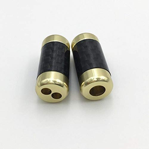 Davitu Electrical Equipments Supplies - 2Pcs HiFi Carbon Fiber Pants Boot Y Splitter 1 to 2 Speaker RCA Cable Audio DIY Earphone Wire Connector Black Gold Silver - (Color: Gold)