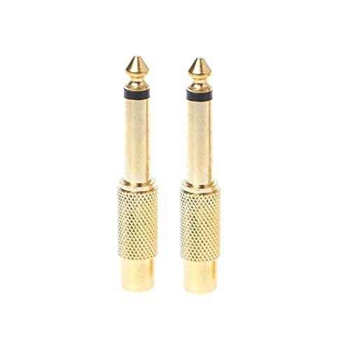 Davitu Electrical Equipments Supplies - 2 Pcs 6.35mm 1/4" Mono Male Jack To RCA Female Plug Audio Adapter Cable Converter