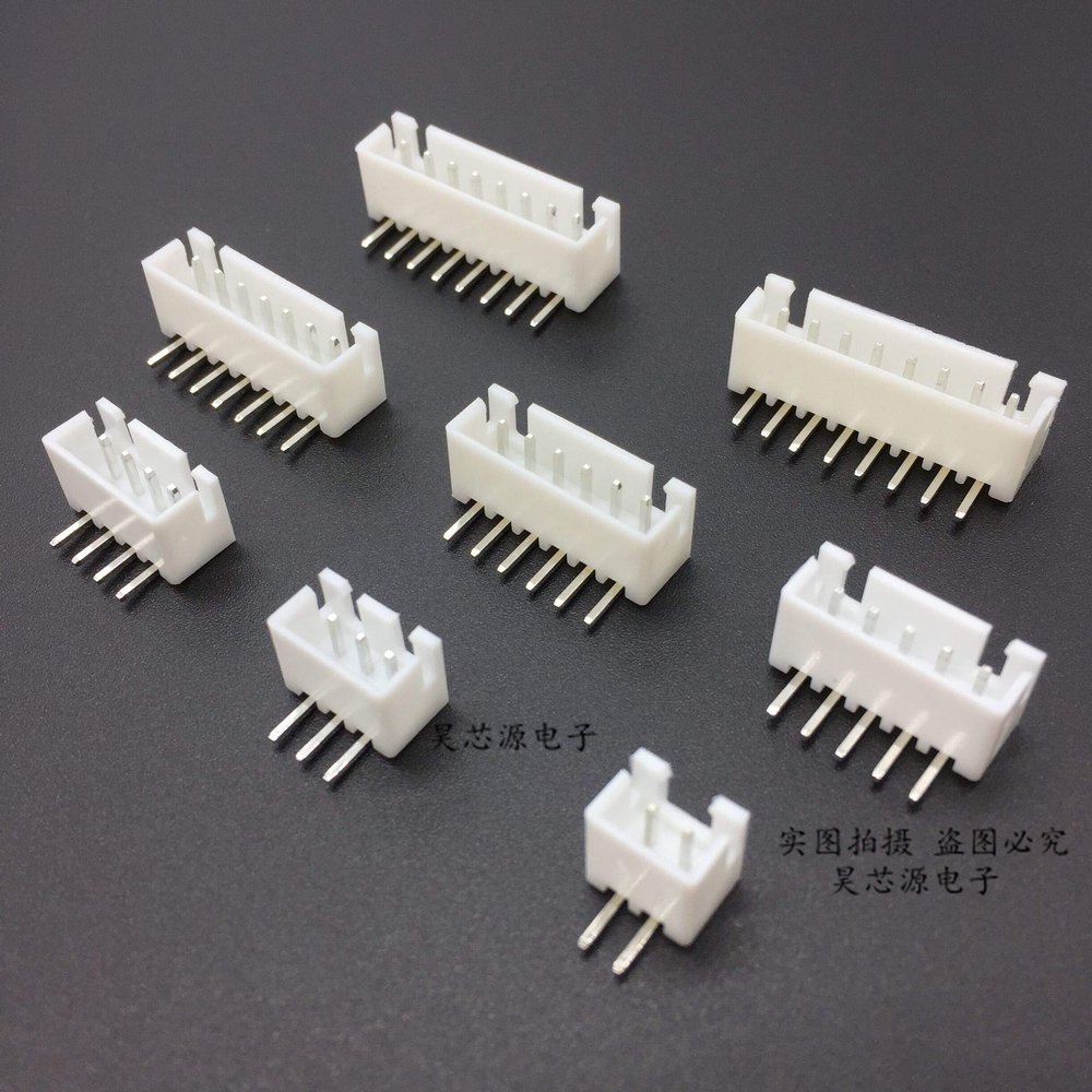 Davitu Electrical Equipments Supplies - 100Pcs 2.54Mm Spacing series Right Angle Bend the foot Jst Xh Connector Pin Header White ROHS 2 3 4 5 6 7 8 9 10 pin - (Pins: 8P)