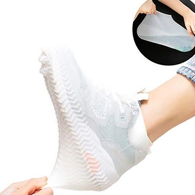 N A Boots Waterproof Shoe Cover Silicone Material Unisex Overshoes Reusable Protectors Rain Boots Non-Slip Washable Material Unisex (White, Medium)