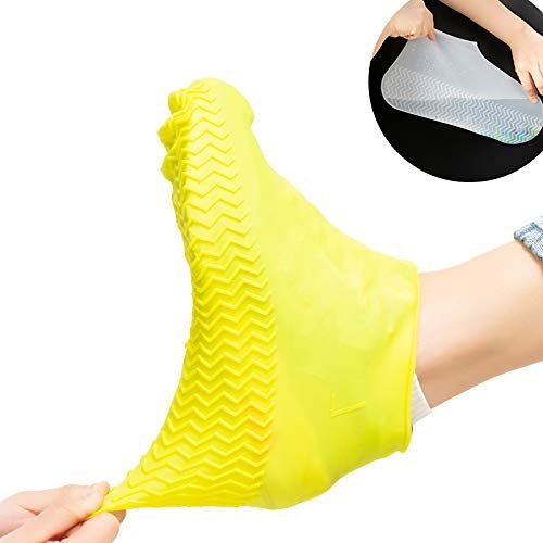 N A Boots Waterproof Shoe Cover Silicone Material Unisex Overshoes Reusable Protectors Rain Boots Non-Slip Washable Material Unisex (Yellow, Medium)