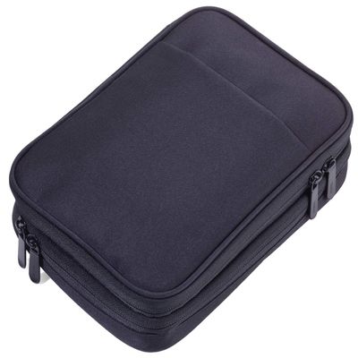 Troika Cable organizer with 2 zipper compartments  CONNECTED  with elastic loops for accessories (Every Day Carry)  pen loop  polyester  black