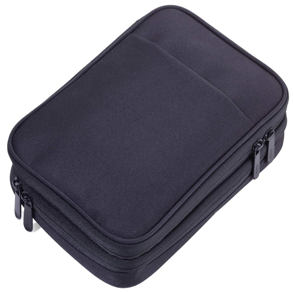 Troika Cable organizer with 2 zipper compartments  CONNECTED  with elastic loops for accessories (Every Day Carry)  pen loop  polyester  black