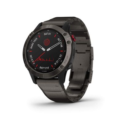 Garmin Fenix 6 Pro Solar, Multisport GPS Watch with Solar Charging Capabilities, Advanced Training Features and Data, Titanium