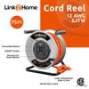 Link2Home Contractor Grade Retractable Extension Cord Reel 75 Ft. with 4 Outlets & Heavy Duty/High Visibility 3-Prong SJTW Cord view 2