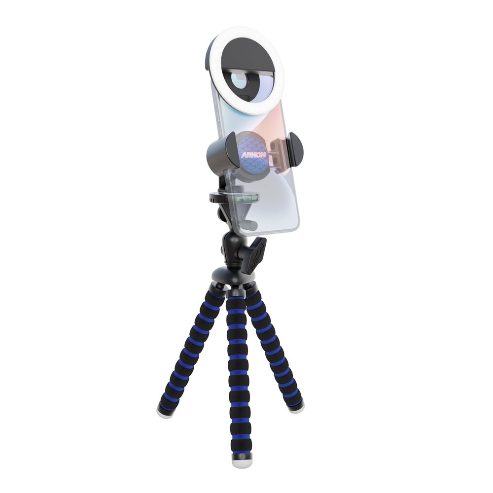 ARKON Mounts RoadVise Phone Tripod and Ring Light Bundle | Fits Many Phones | Live Streaming & Content Creation | Multi-Mode Light | Flexible Legs | Fits iPhone, Samsung, & More