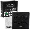 SoundTools WallCAT 8  4 Channel XLR Wall Plate  2 Gang Black Brushed Aluminum  Solderless Installation  Fits Standard 4 Inch Junction Boxes  Supports Analog Audio AES3 DMX Intercom  Male/Female view 1