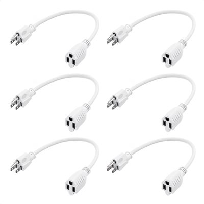 [ETL Listed] Cable Matters 6-Pack 16 AWG Heavy Duty 13A Short Power Extension Cord - 1ft, 3 Prong Power Cord Extension, NEMA 5-15P to NEMA 5-15R, White