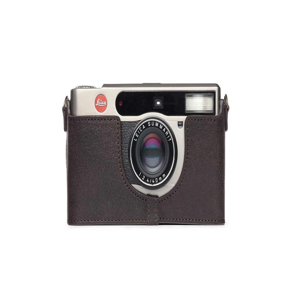 BolinUS Leica Minilux Case, Handmade Genuine Real Leather Half Camera Case Bag Cover for Leica Minilux/Minilux Zoom Camera With Hand Strap (Coffee)