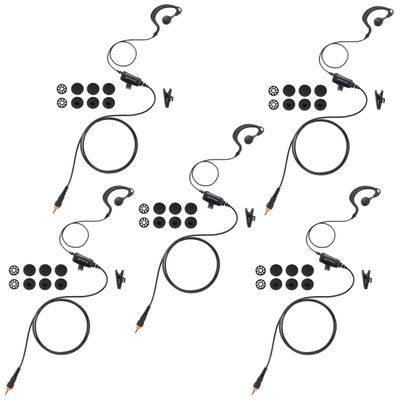 commountain Earpiece with Mic Compatible for Motorola Radios CLP1010, CLP1040, CLP1060, CLP 1010 (1040, 1060), G Shape Earhook Headset-5 Pack