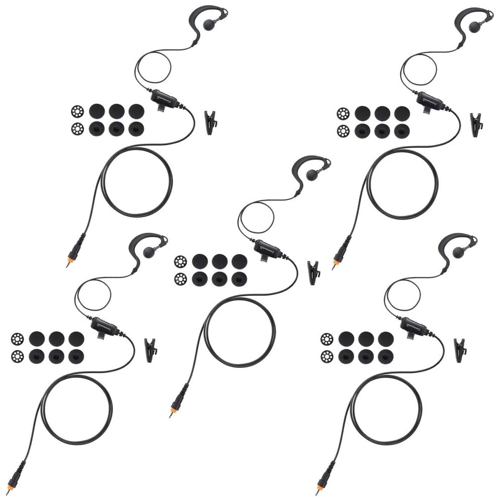 commountain Earpiece with Mic Compatible for Motorola Radios CLP1010, CLP1040, CLP1060, CLP 1010 (1040, 1060), G Shape Earhook Headset-5 Pack