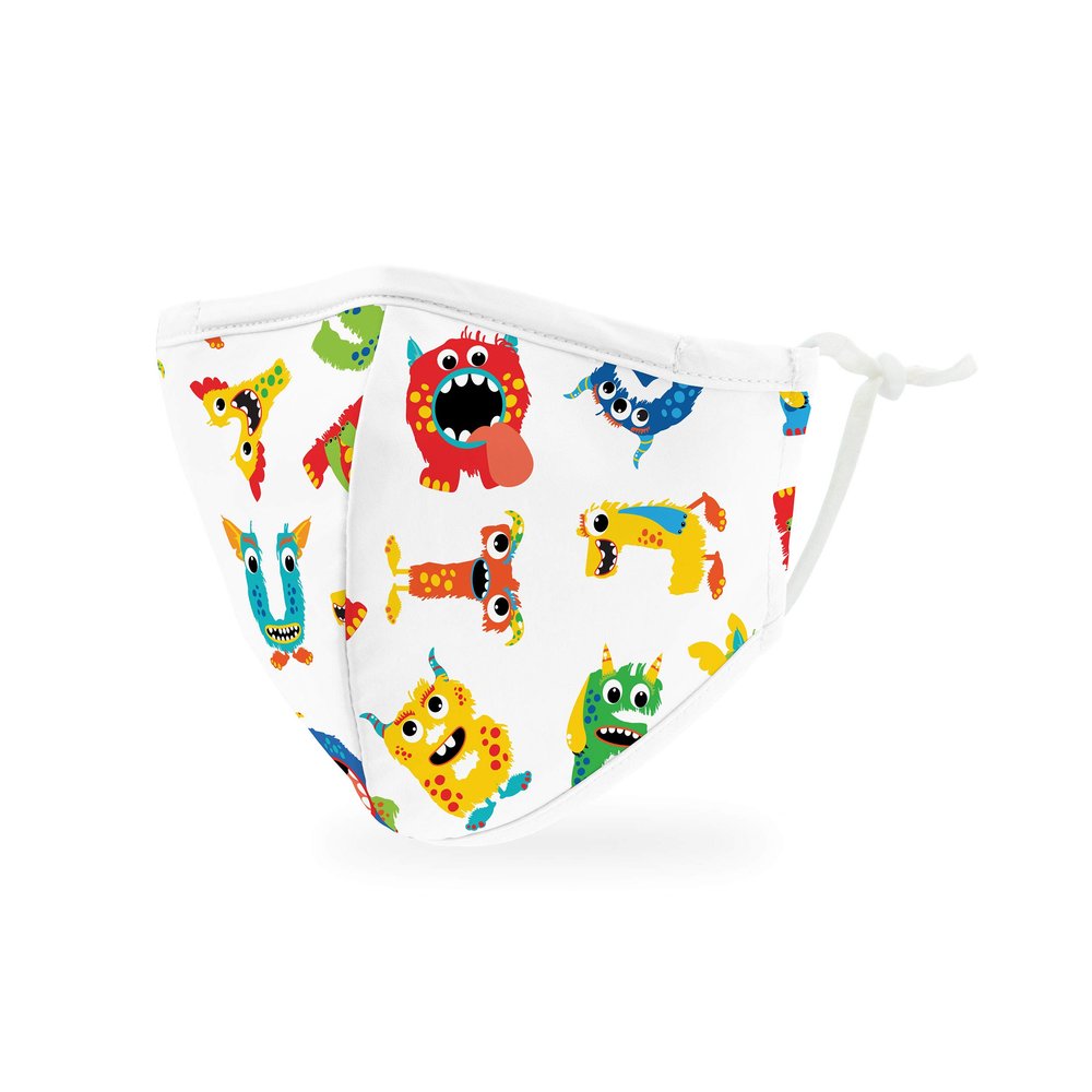 WEDDINGSTAR 3-Ply Kid's Washable Cloth Face Mask Reusable and Adjustable with Filter Pocket - Alphabet