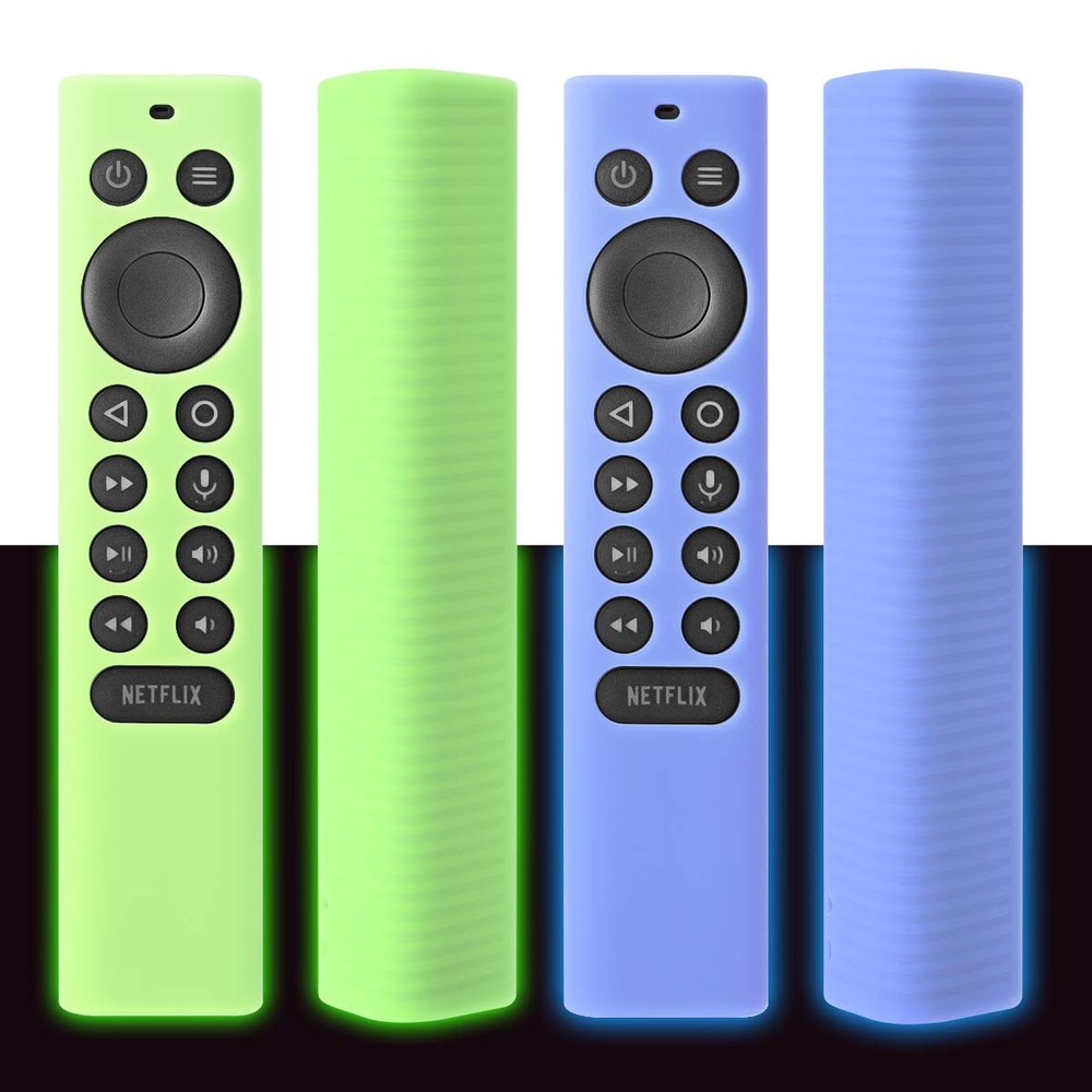 [2 Pack] Silicone Protective Cover for NVIDIA Shield TV Pro/4K HDR Remote Controller Series, Light Weight Kids-Friendly Silicone Skin Anti-Slip/Shockproof with Hand Strap (GlowBlue & Glowgreen)