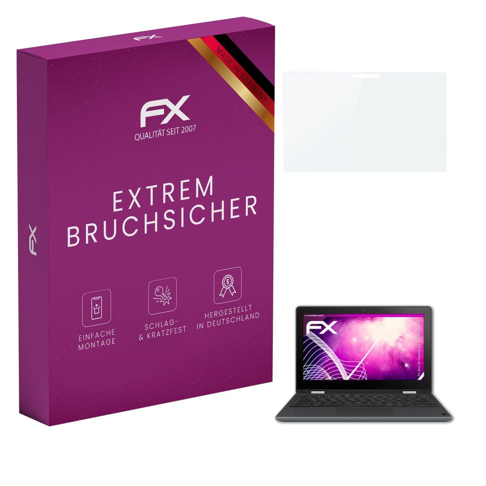 atFoliX Plastic Glass Protective Film compatible with Asus Chromebook Flip C214MA-BW0163, 9H Hybrid-Glass FX Screen Protector