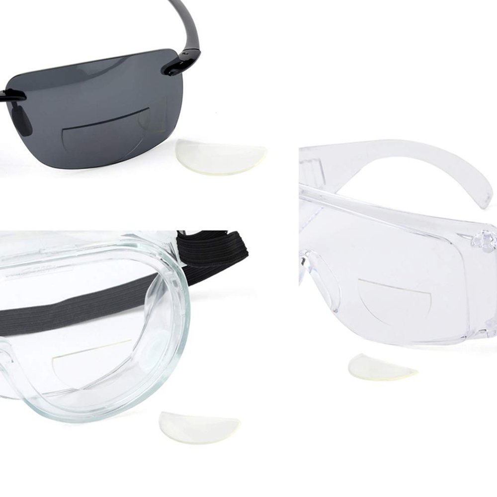 WENDA 3 Pack, +2.00 Reusable Stick-On Bifocal Lenses Reader Magnifying Adhesive Reading Lens Sticker Sport Sunglass Safety Glasses Magnifier Add On (3 Pack, +2.0)