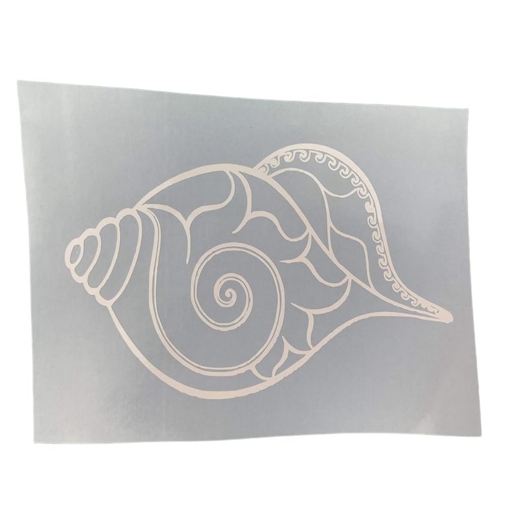 Seashell White Vinyl Car Window Laptop Decal New Gift Bumper Sticker