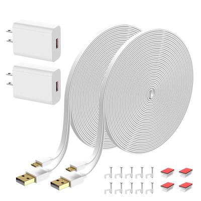 10 ft Extension Cable for Wyze Cam V4,V3,V2,OG,Pan V2 Camera, with 5V/2A USB Charger (2 Pack)