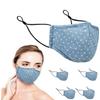 3-Layer Reusable Premium Quality Cotton Fabric Protective Covers (Blue-5Pack) view 1