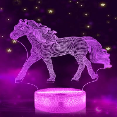 FULLOSUN Horse Gifts for Girl, Horse 3D Night Lights for Kids Illusion Lamp 16 Colors Changing with Remote Birthday Gifts for Child Baby Boy and Girl