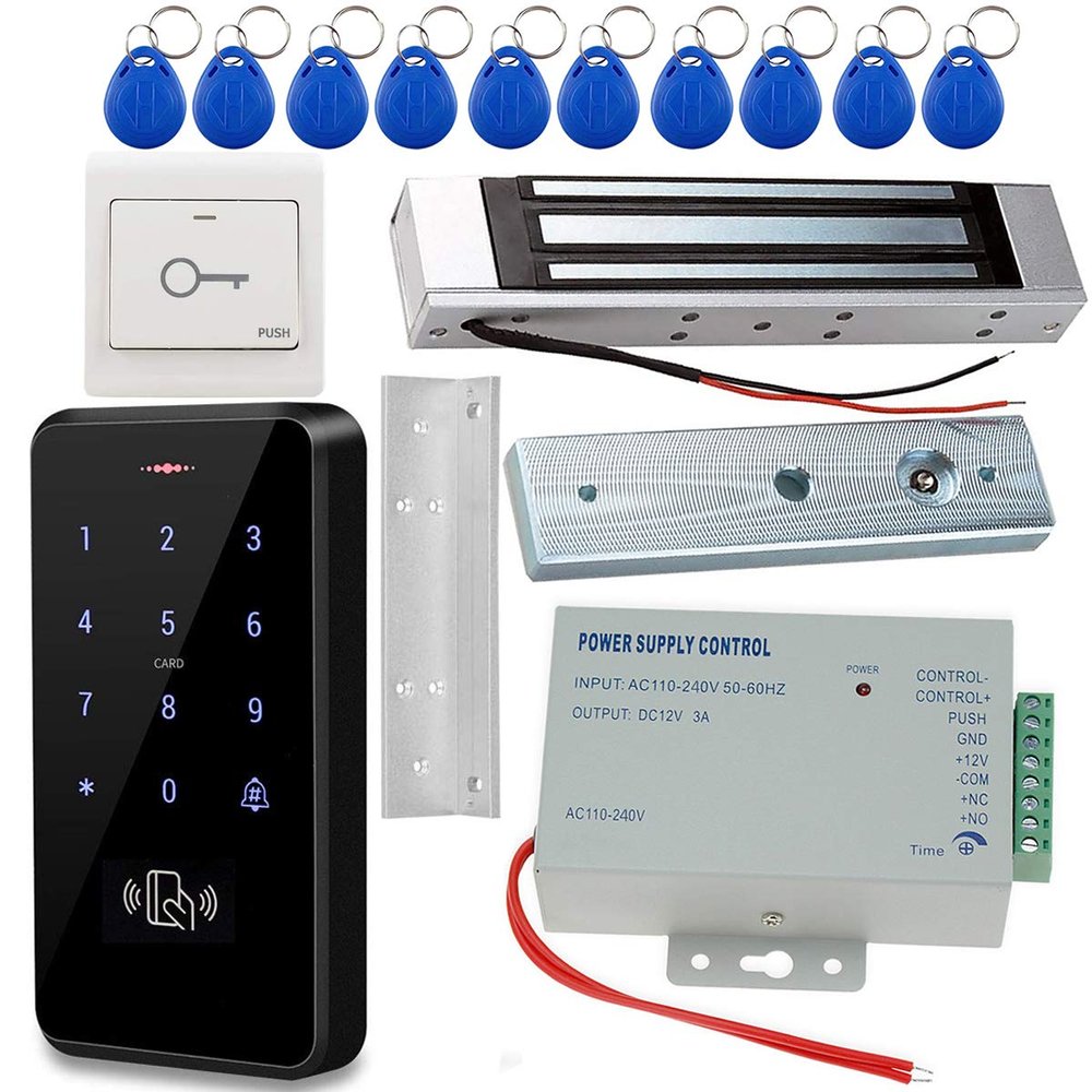 LEXI 3000 Users Complete Set Waterproof Touch Panel RFID Keypad 125KHz Access Controller with Upgraded Electric Magnetic Lock and Power Supply, Complete Set for Door Entry Access Control