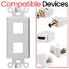 Big-A - 2 Port Decorator Wall Plate 1-Gang Keystone Decorative Insert, Keystone Jack Single Gang Wall Plate - White view 3