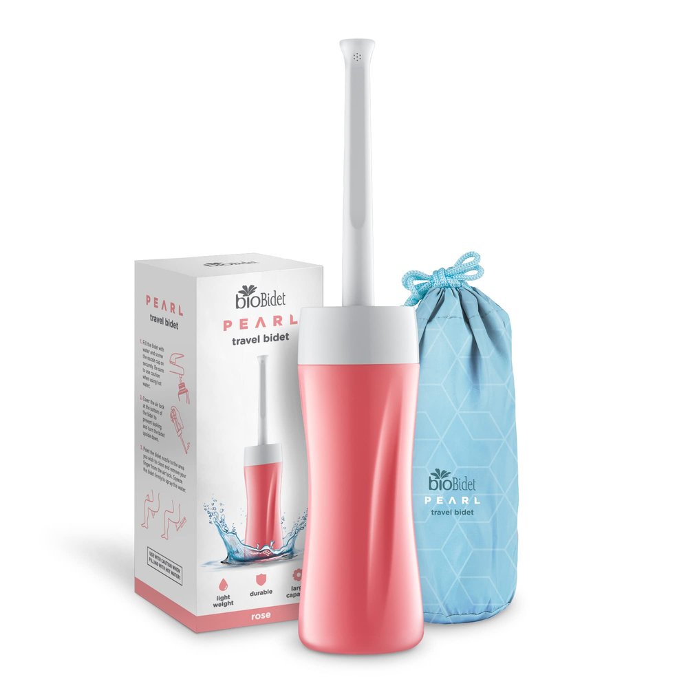 Bio Bidet by Bemis Pearl R-70 Travel Bidet - Peri Bottle for Postpartum Feminine Care and Perineal Recovery, Rose