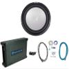 KICKER 45KM122 12" 350w Marine Boat Subwoofer Sub KM12 Bundle with Rockville DBM12 2000w Mono Amplifier w/Covers+Bass Remote & Rockville RMWK4 Amplifier Install Wire Kit (3 Items) view 1