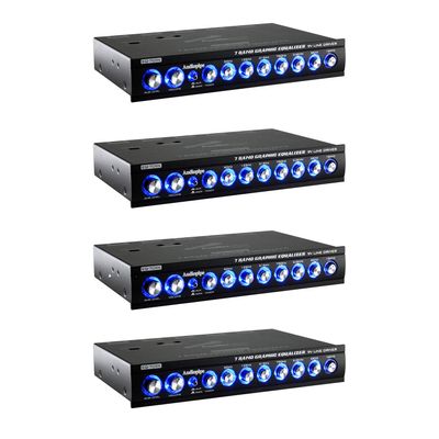 Audiopipe EQ-709X 7 Band 9 Volt Universal Half DIN Graphic Car Audio Equalizer for Car Stereo Sound System Subwoofer Speakers (4 Pack)