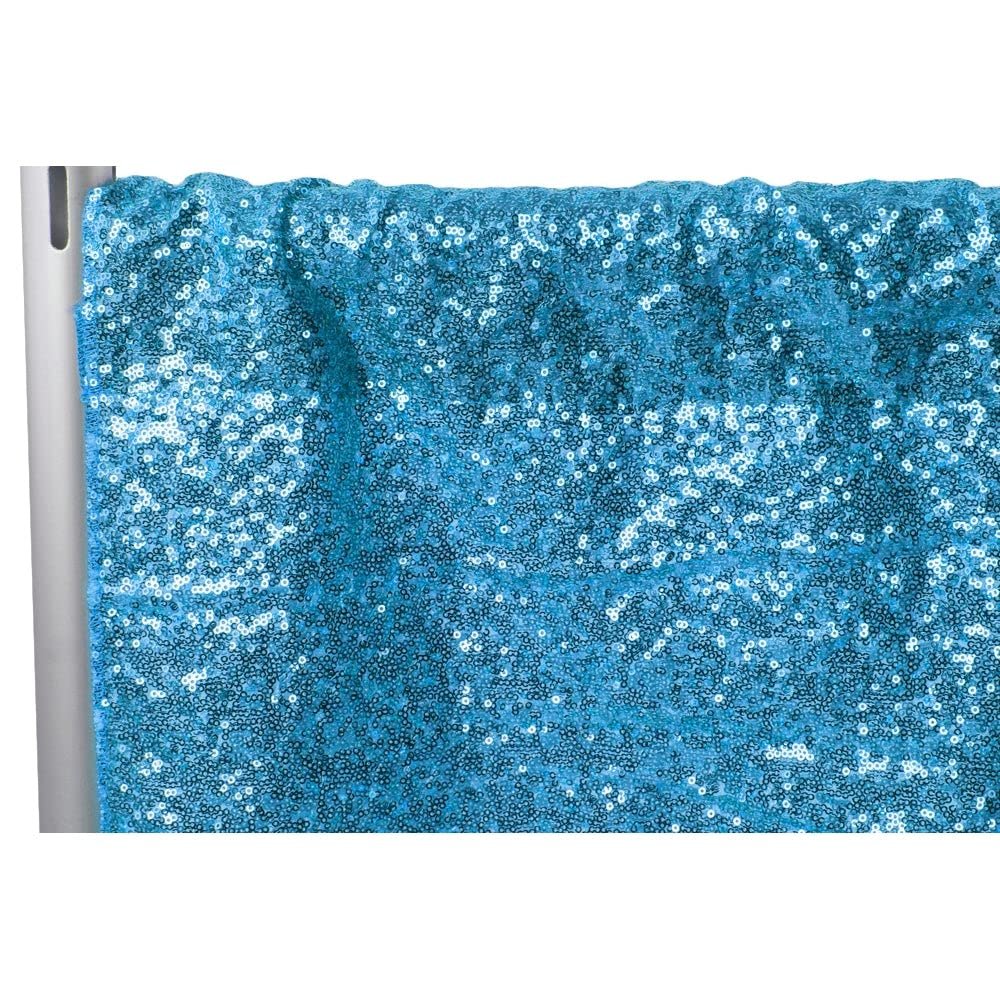 1 Pc, Glitz Sequin 10Ft H X 52" W Drape/Backdrop Panel - Aqua Blue for Wedding, Prom, Birthday Party, Quinceanera, Anniversary, Or Bridal Shower(Hand Wash Or Spot Clean Only)