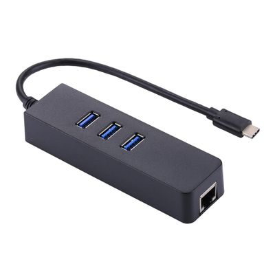 Kglsfjop USB-C/Type-C to 3 USB 3.0 Ports HUB + RJ45 High Speed Gigabit Ethernet Adapter Multi-Function LAN Adapter