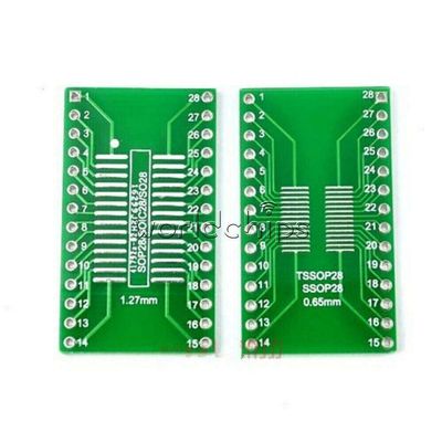 Electronic Components 2/5/10PCS 0.65/1.27mm SOP28 SSOP28 TSSOP28 to DIP28 Adapter Converter PCB Board - (Select:Green (5pcs))