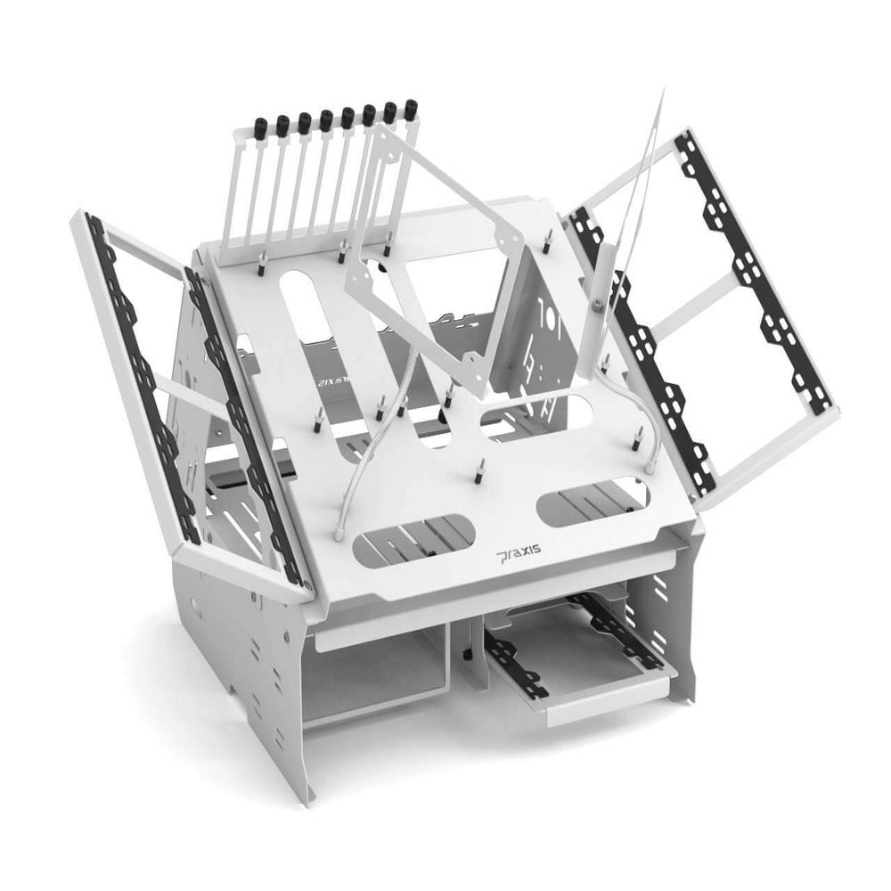 Praxis WetbenchSX Open Air Computer Test Bench Complete - Angled Edition - White