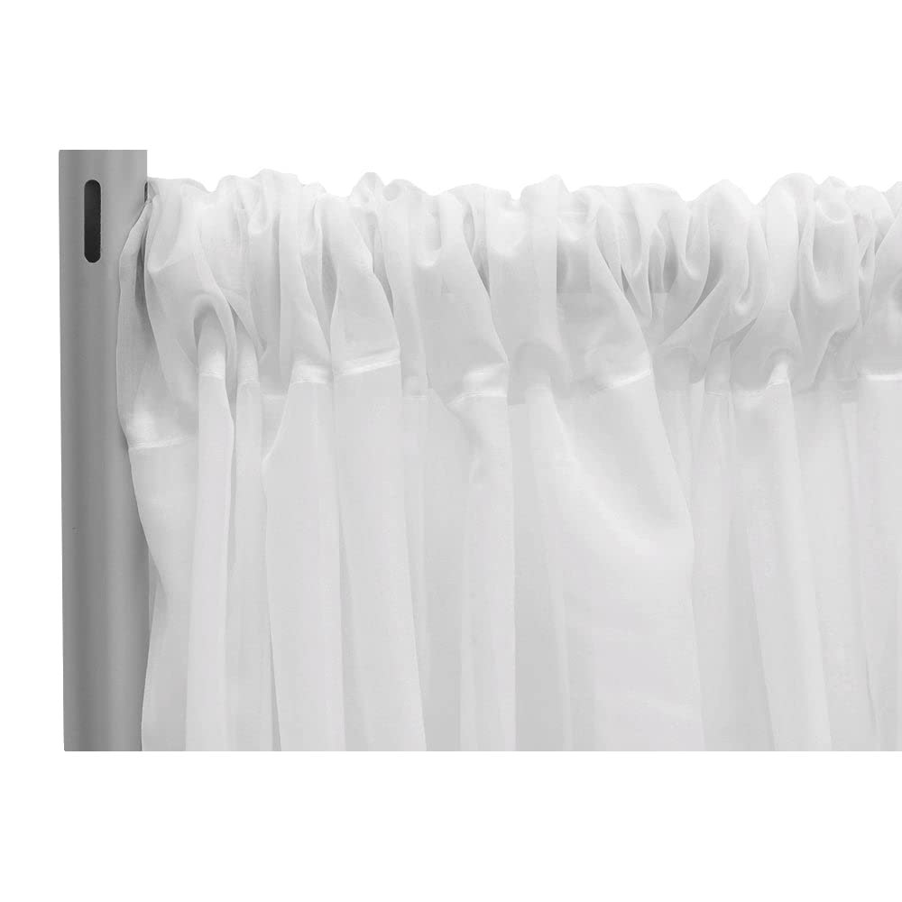 1 Pc, Sheer Voile Flame Retardant (Fr) 12Ft H X 118" W Drape/Backdrop Curtain Panel - White(Machine Washable Cold & Low Heat) for Upcoming Wedding, Birthday, Shower, Tradeshow