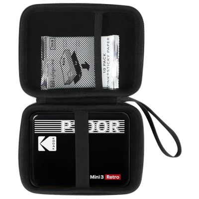Aenllosi Hard Carrying Case for Kodak Mini Shot 3 Retro/Square Printer, Film Cartridge Holder (Case Only, Black & Yellow)