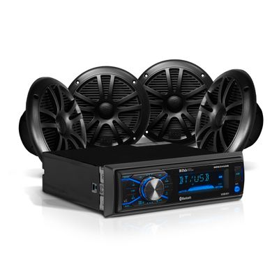 BOSS Audio Systems MCBK634B.64 Marine Boat Bluetooth Stereo & 6.5 Inch Speakers - No CD DVD Player, AM/FM Radio Receiver Head Unit, Dipole Antenna