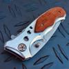 Falcon Tactical Folding Pocket Knife EDC Utility Knife with Wood Handle, Folding Blade & Pocket Clip  Camping, Hiking & Outdoor Use (Grey) view 3