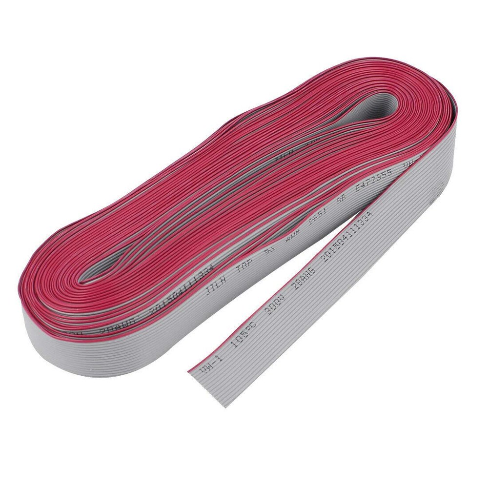 Electronic Components 16 Terminals Flat IDC Ribbon Cable Cord Connector 20mm Wide 12M Long Gray