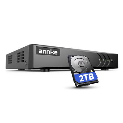 ANNKE 5MP Lite 16 Channel Security Video Recorder with AI Human/Vehicle Detection and 2TB Hard Drive, H.265+ 5-in-1 Hybrid DVR, Supports 16CH Analog and 2 IP Cameras for Home Business Surveillance