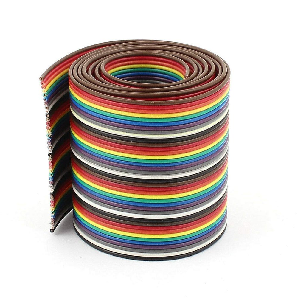 Electronic Components 1m 3.3ft 40 Way Rainbow Color Flat Ribbon Cable IDC Wire 1.27mm for Arduino DIY