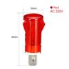 Electronic Components Neon Indicator Lights 220V, Dash Bulbs MDX-11A Red 10mm 2/5" Push-in Mount 20Pcs view 2