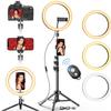 10 Selfie Ring Light with Tripod Stand & Cell Phone Holder for Live Stream/Makeup, UBeesize Mini Led Camera Ringlight for YouTube Video/Photography Compatible with iPhone Xs Max XR Android view 1