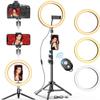 10 Selfie Ring Light with Tripod Stand & Cell Phone Holder for Live Stream/Makeup, UBeesize Mini Led Camera Ringlight for YouTube Video/Photography Compatible with iPhone Xs Max XR Android view 2