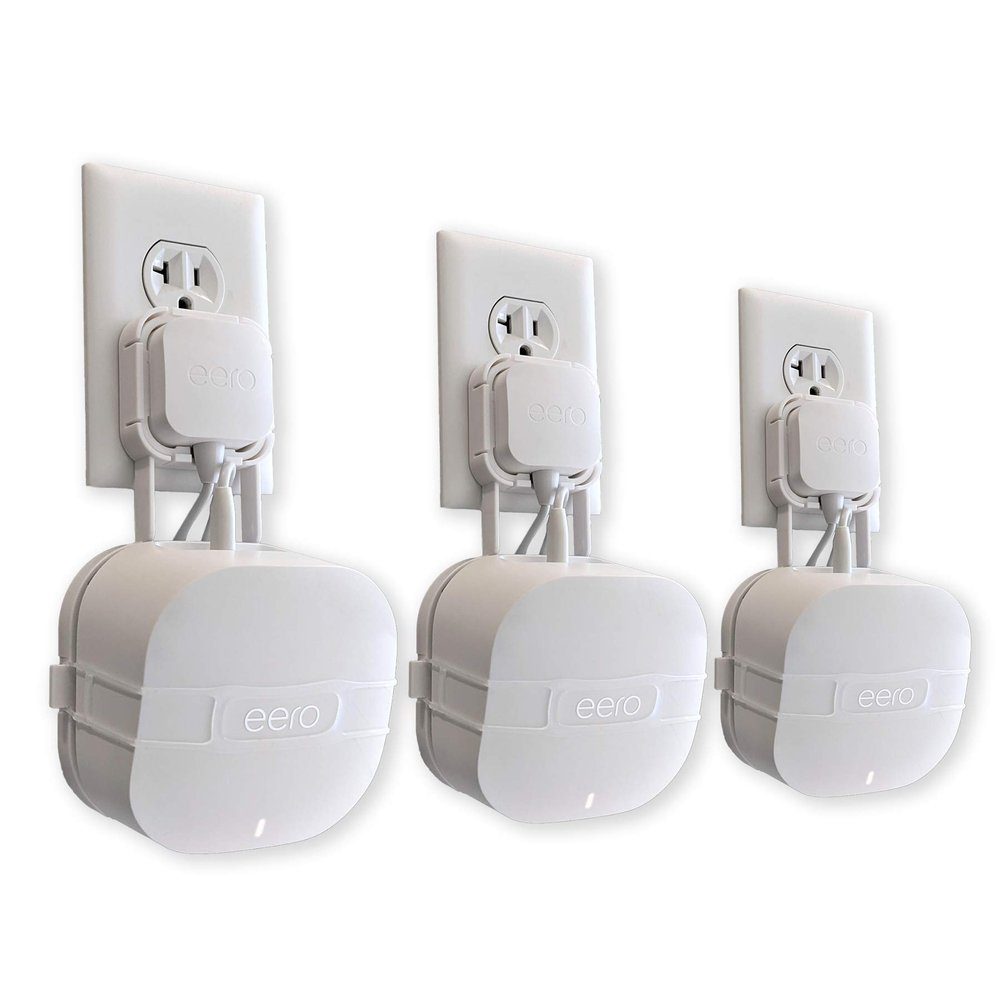 The Eero Genie for eero 6, 6+, and Mesh Wi-Fi: Wall Mount Outlet Holder Stand | Lowest Profile | Open Access | Multiple Install Options | Horizontal Outlets | Design Winner! (3-Pack)