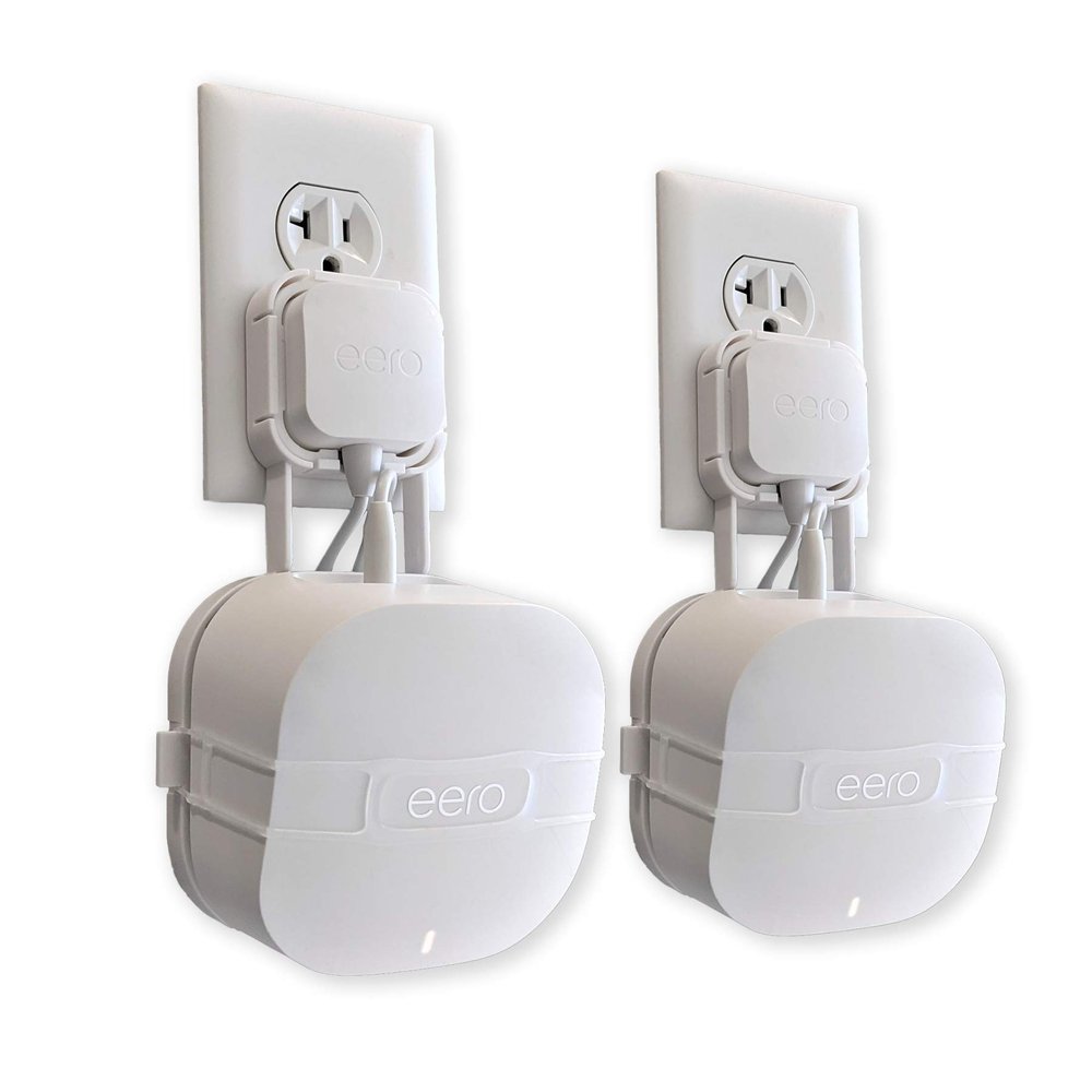 The Eero Genie for eero 6, 6+, and Mesh Wi-Fi: Wall Mount Outlet Holder Stand | Lowest Profile | Open Access | Multiple Install Options | Horizontal Outlets | Design Winner! (2-Pack)