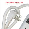 Clear Power 6 Outlet Power Strip, 8 ft Long Power Cord, Low-Profile Flat Plug, 3-Prong Grounded, White, 15 Amp Circuit Breaker, DC3S-0004-DC view 4