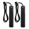 Clear Power 2-Pack 6 Outlet Power Strip, 3 ft Power Cord, Low-Profile Flat Plug, 3-Prong Grounded, Black, 15 Amp Circuit Breaker, DC3S-00232P-DC view 1